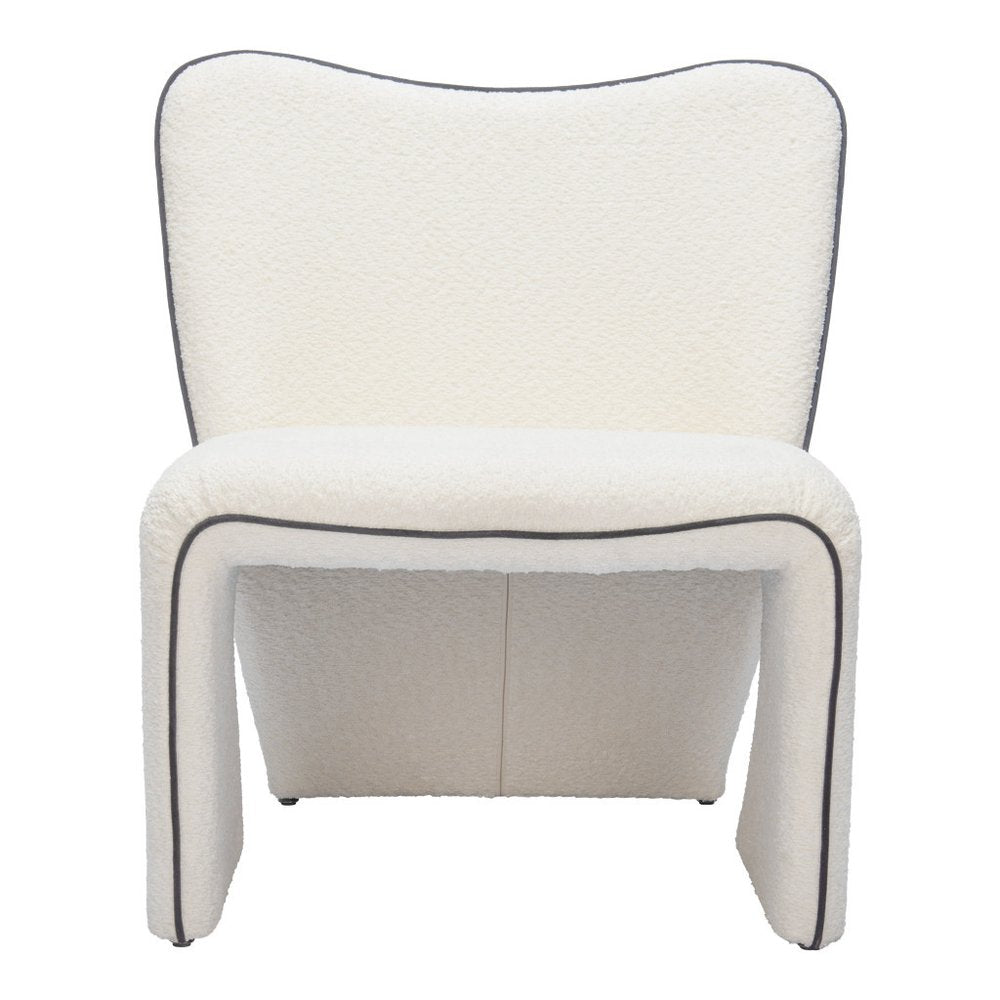 29" Ivory Faux Shearling And Upholstered Side Chair