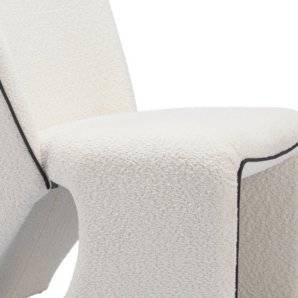 29" Ivory Faux Shearling And Upholstered Side Chair