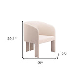 25" Beige Upholstered Arm Chair