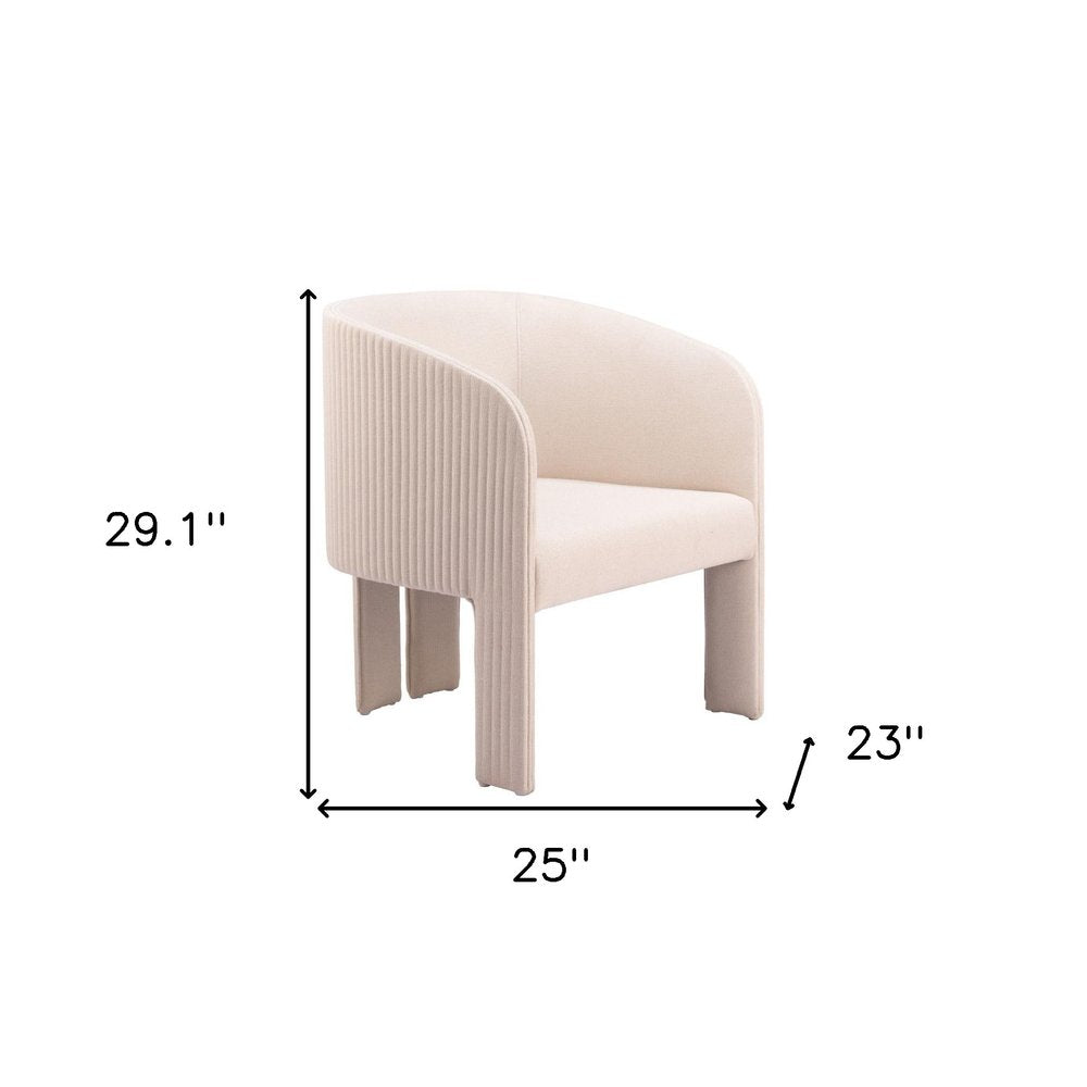 25" Beige Upholstered Arm Chair