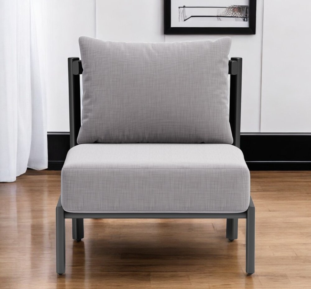 28" Gray And Black Fabric Side Chair
