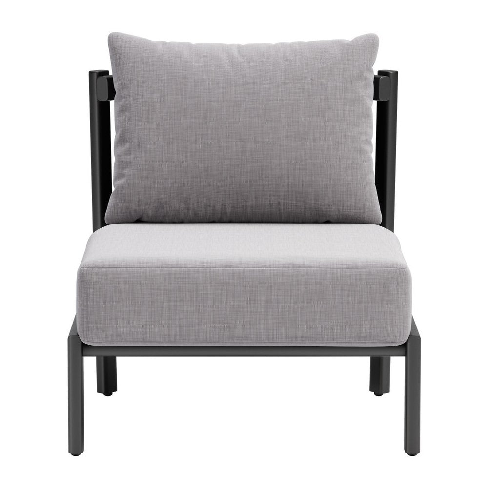 28" Gray And Black Fabric Side Chair