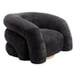37" Black And Gold Faux Shearling And Upholstered Arm Chair