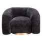 37" Black And Gold Faux Shearling And Upholstered Arm Chair