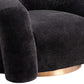 37" Black And Gold Faux Shearling And Upholstered Arm Chair