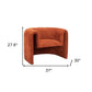 37" Burnt Orange Sherpa And Upholstered Tufted Arm Chair