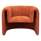37" Burnt Orange Sherpa And Upholstered Tufted Arm Chair