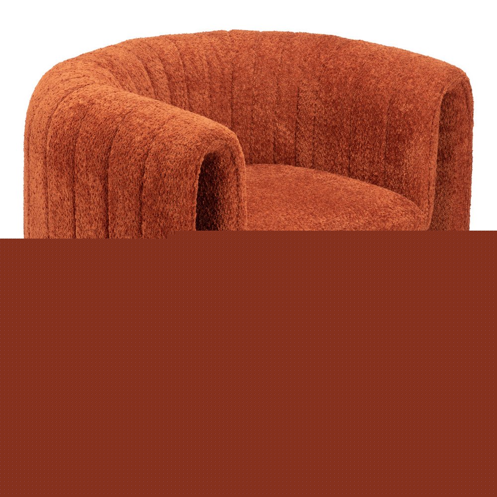 37" Burnt Orange Sherpa And Upholstered Tufted Arm Chair