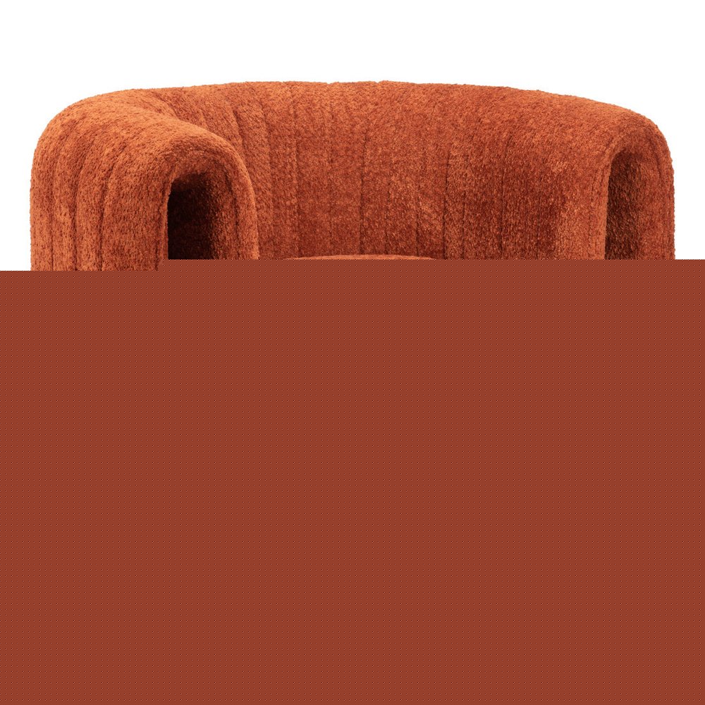 37" Burnt Orange Sherpa And Upholstered Tufted Arm Chair