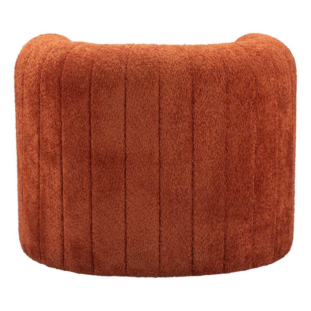 37" Burnt Orange Sherpa And Upholstered Tufted Arm Chair