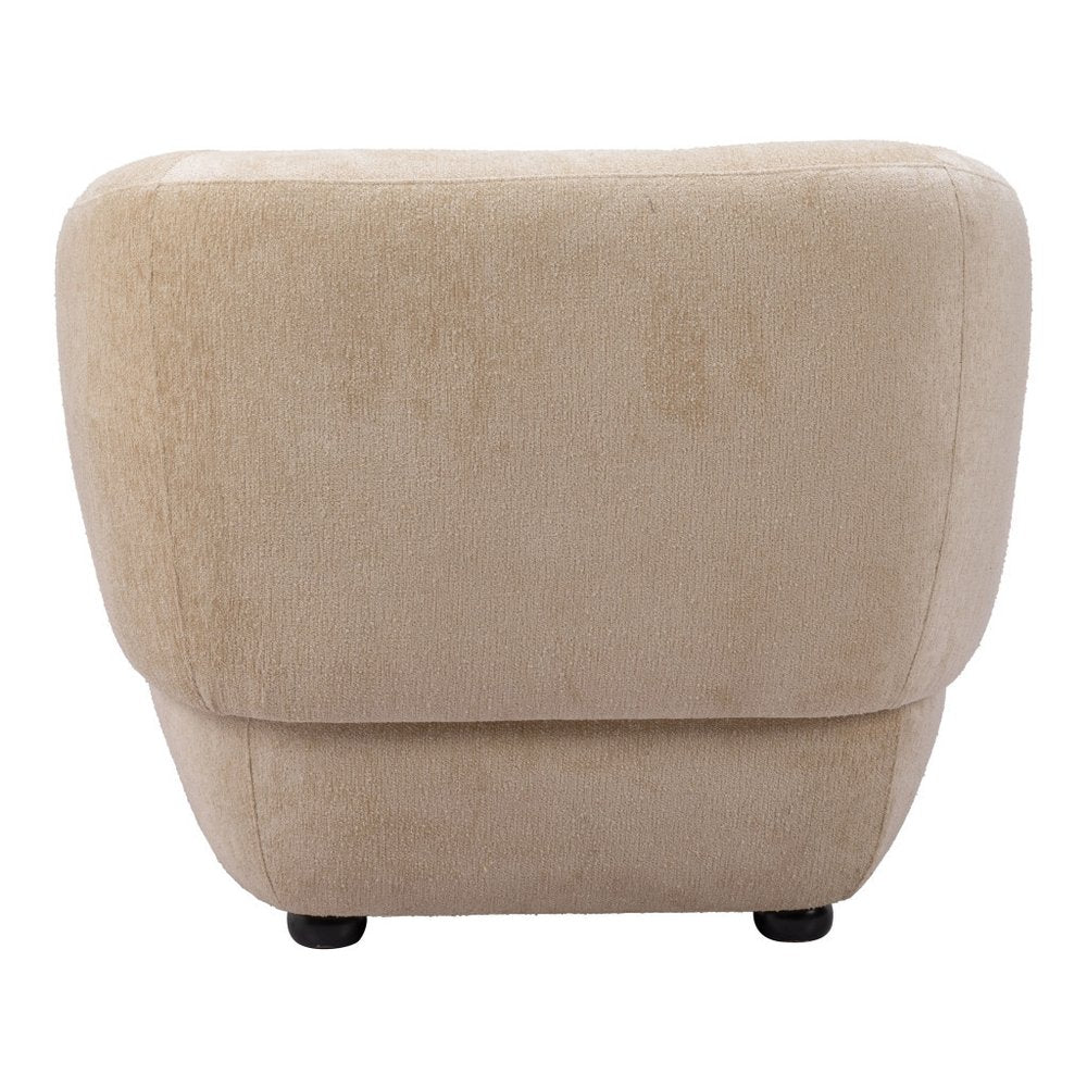 39" Beige And Black Faux Shearling And Upholstered Arm Chair
