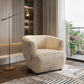 39" Beige And Black Faux Shearling And Upholstered Arm Chair