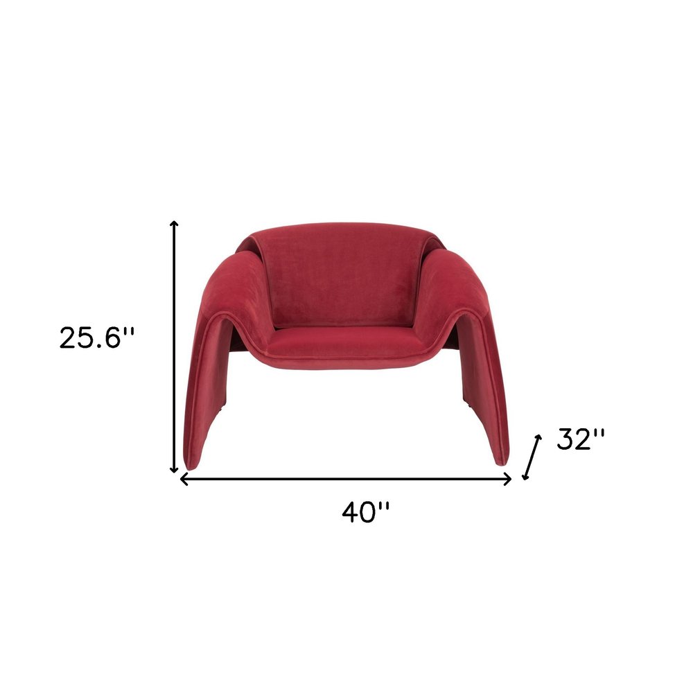 40" Red Velvet Contemporary Arm Chair