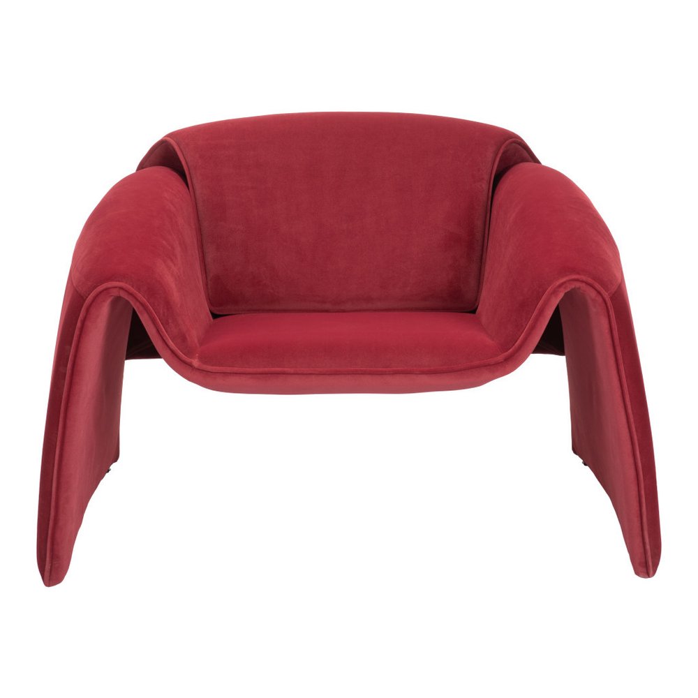 40" Red Velvet Contemporary Arm Chair