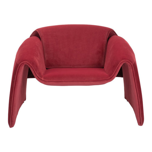 40" Red Velvet Contemporary Arm Chair