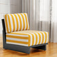 27" White And Yellow And Black Fabric Striped Side Chair
