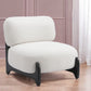 30" White And Black Sherpa And Upholstered Side Chair