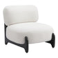 30" White And Black Sherpa And Upholstered Side Chair