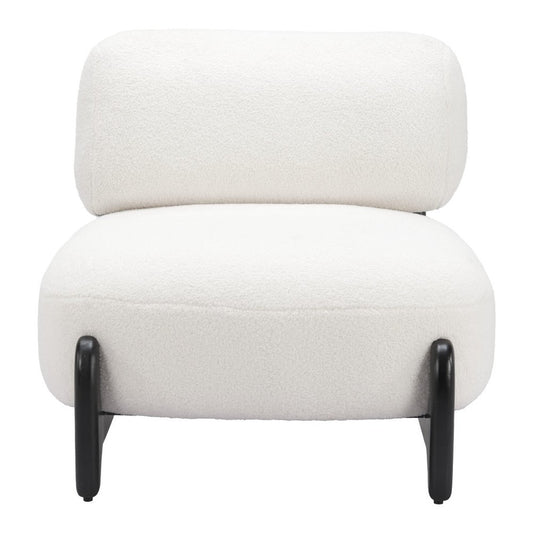 30" White And Black Sherpa And Upholstered Side Chair