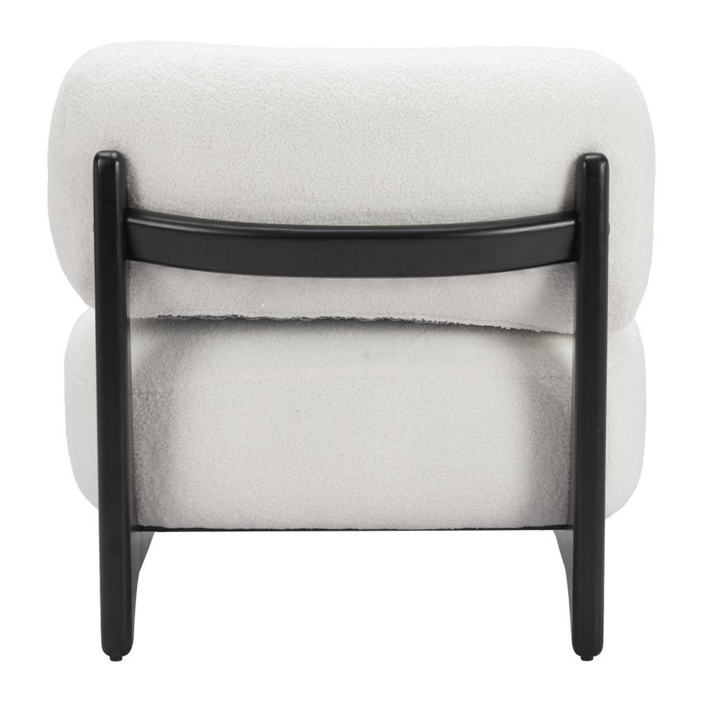 30" White And Black Sherpa And Upholstered Side Chair