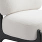 30" White And Black Sherpa And Upholstered Side Chair