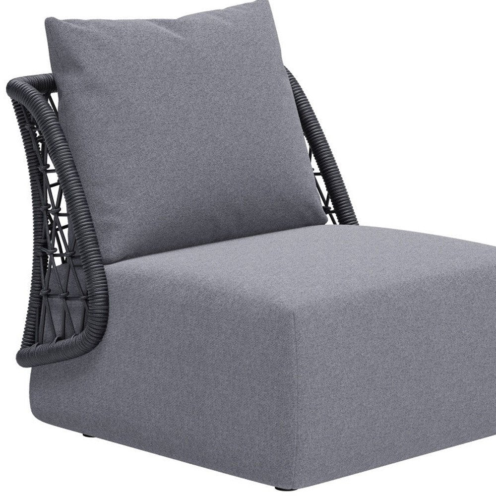 33" Gray Outdoor Accent Chair with Gray Cushions