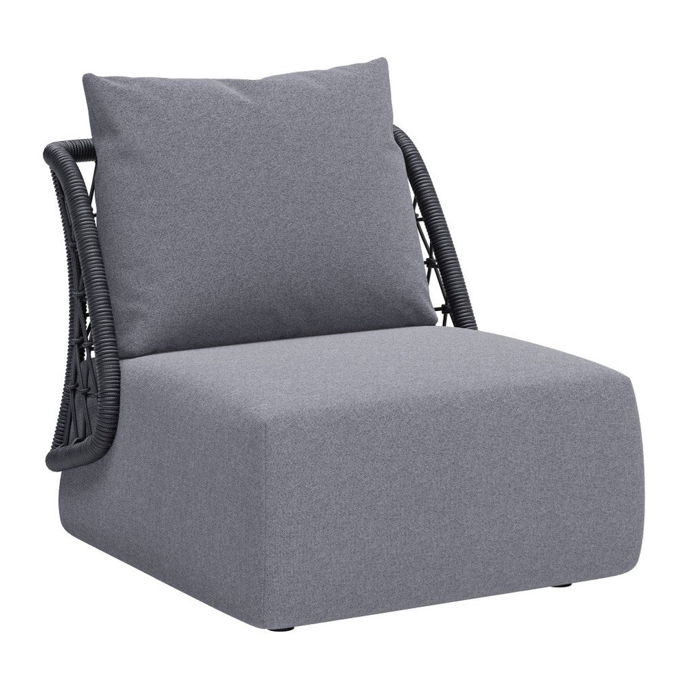 33" Gray Outdoor Accent Chair with Gray Cushions