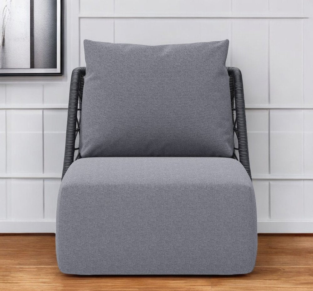 33" Gray Outdoor Accent Chair with Gray Cushions