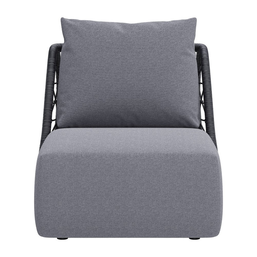33" Gray Outdoor Accent Chair with Gray Cushions