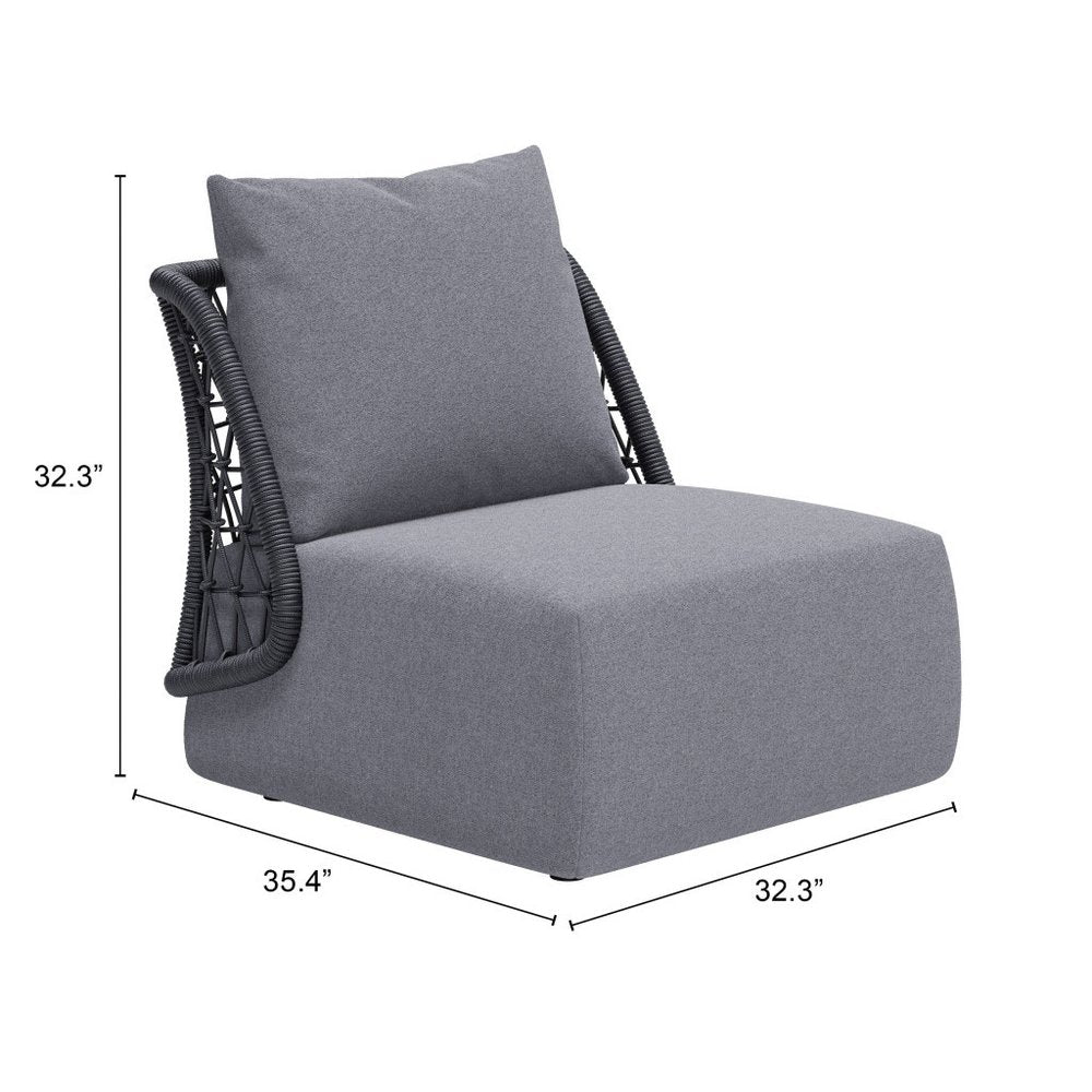 33" Gray Outdoor Accent Chair with Gray Cushions