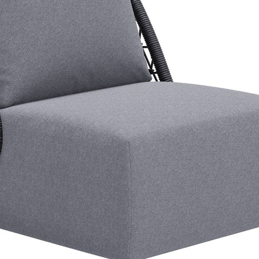33" Gray Outdoor Accent Chair with Gray Cushions