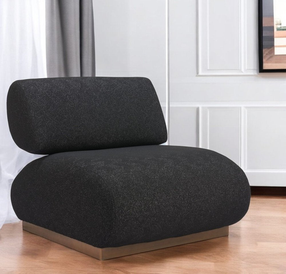 34" Black And Bronze Fabric And Upholstered Side Chair