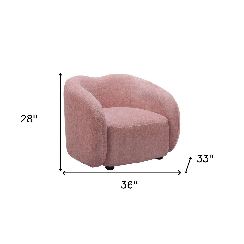 36" Pink And Black Faux Shearling And Upholstered Arm Chair