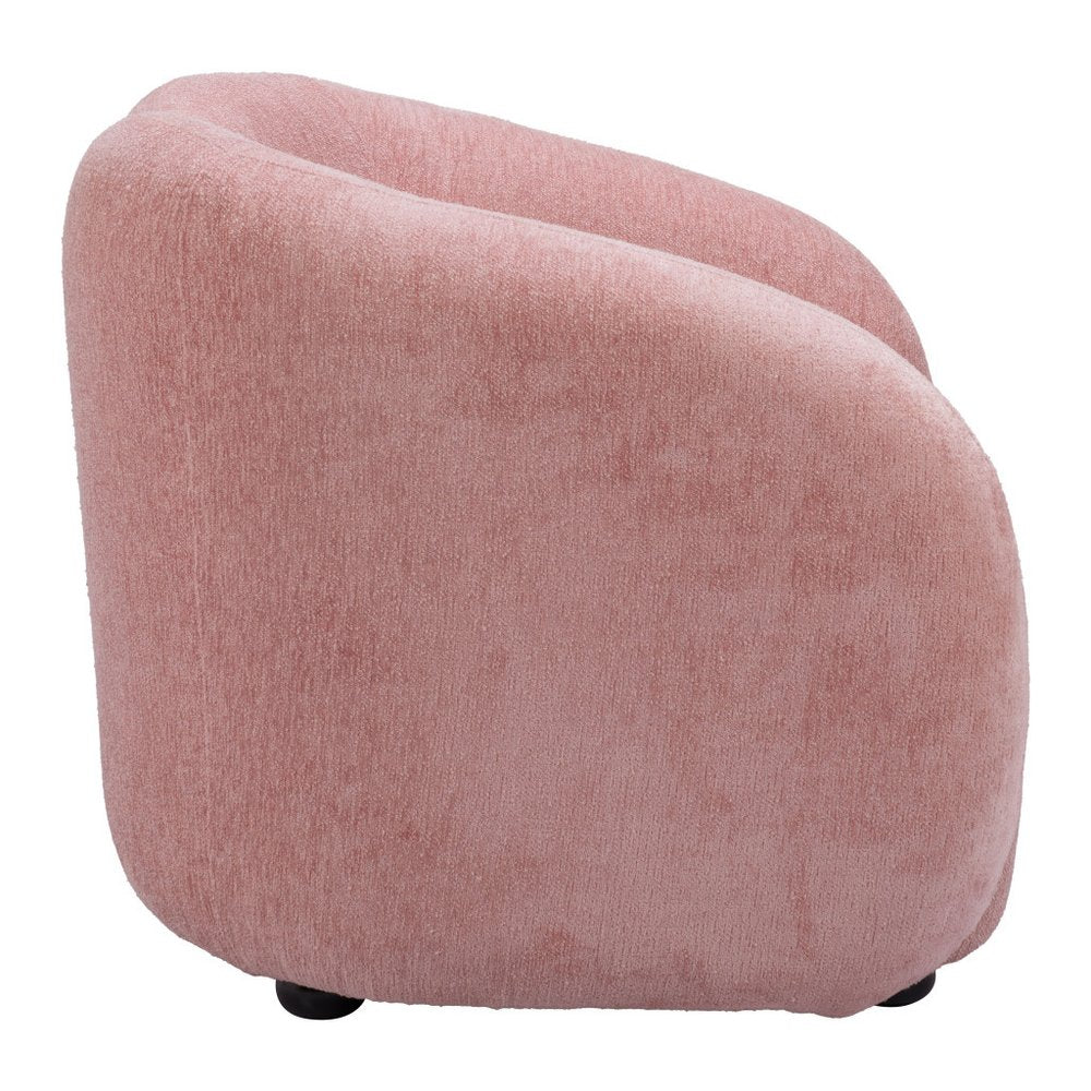 36" Pink And Black Faux Shearling And Upholstered Arm Chair