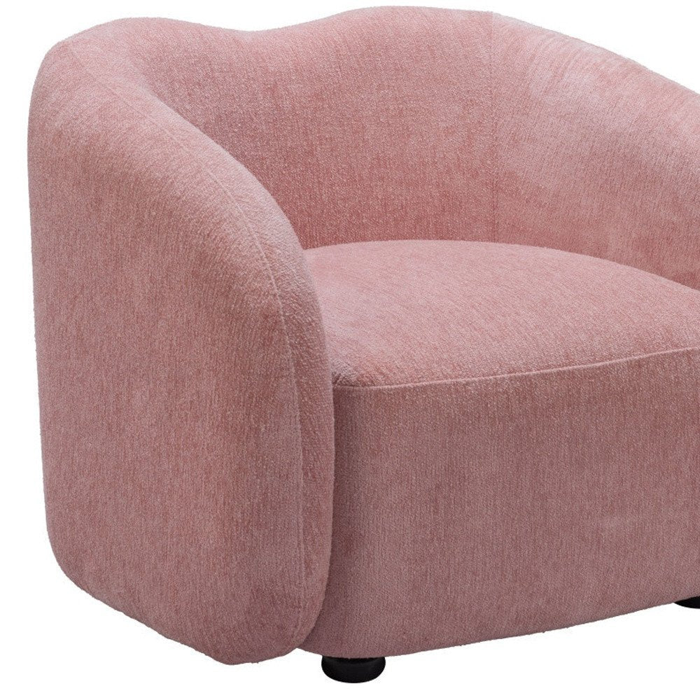 36" Pink And Black Faux Shearling And Upholstered Arm Chair