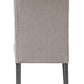 Set of Two Tufted Beige and Gray Upholstered Linen And Solid Wood Dining Side Chairs
