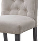 Set of Two Tufted Beige and Gray Upholstered Linen And Solid Wood Dining Side Chairs