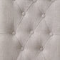 Set of Two Tufted Beige and Gray Upholstered Linen And Solid Wood Dining Side Chairs