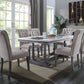 Set of Two Tufted Beige and Gray Upholstered Linen And Solid Wood Dining Side Chairs