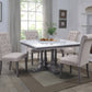 Set of Two Tufted Beige and Gray Upholstered Linen And Solid Wood Dining Side Chairs