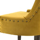 Set of Two Tufted Yellow and Espresso Upholstered Velvet And Solid Wood Dining Side Chairs