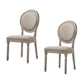 Set of Two Tan and Oak Upholstered Fabric King Louis Back Dining Side Chairs