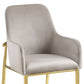 Set of Two Gray and Gold Velvet And Wood and Metal Dining Side Chairs