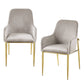 Set of Two Gray and Gold Velvet And Wood and Metal Dining Side Chairs