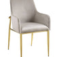 Set of Two Gray and Gold Velvet And Wood and Metal Dining Side Chairs
