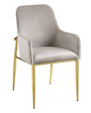 Set of Two Gray and Gold Velvet And Wood and Metal Dining Side Chairs