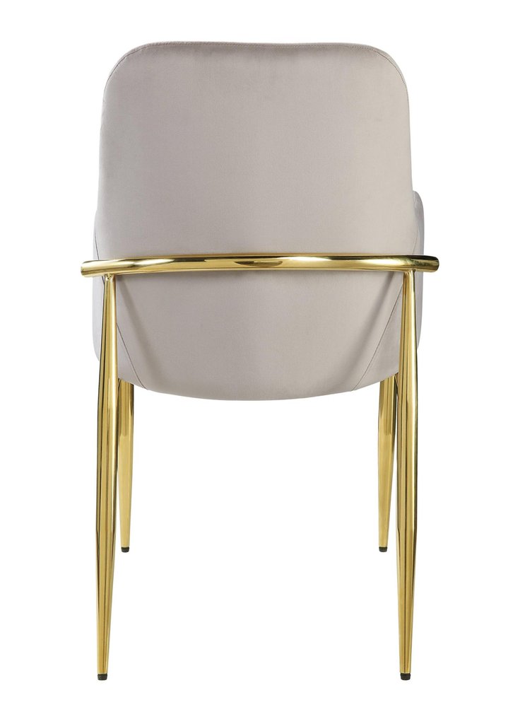 Set of Two Gray and Gold Velvet And Wood and Metal Dining Side Chairs