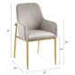Set of Two Gray and Gold Velvet And Wood and Metal Dining Side Chairs