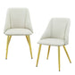 Set of Two White and Gold Upholstered Faux Leather And Metal Dining Side Chairs