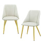 Set of Two White and Gold Upholstered Faux Leather And Metal Dining Side Chairs